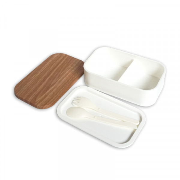 Wooden Lunch Box with Cutleries